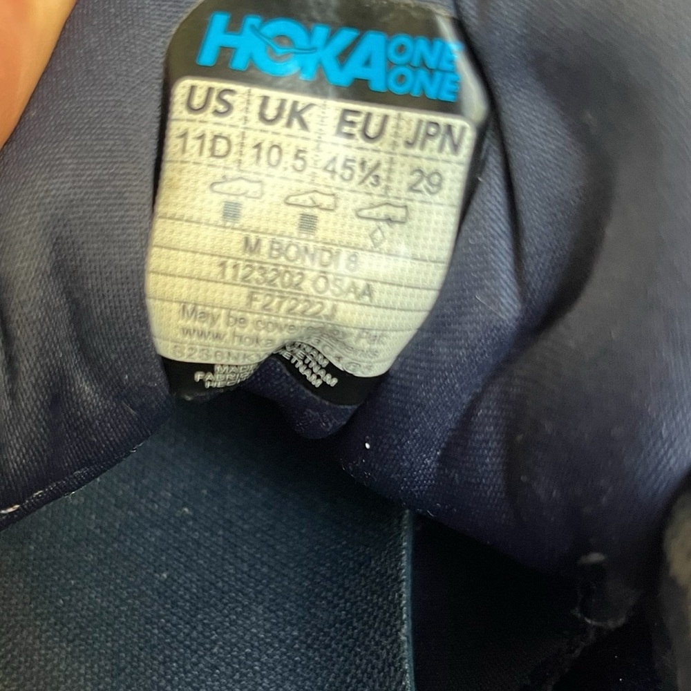 Hoka Bondi 8 Men's Navy and Sky Blue Athletic Shoes size 11 - Picture 11 of 11